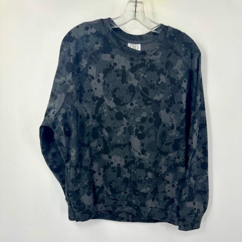 SAGE Collective Gray Camo Paint Splatter Print Sweatshirt Crew Neck Medium
